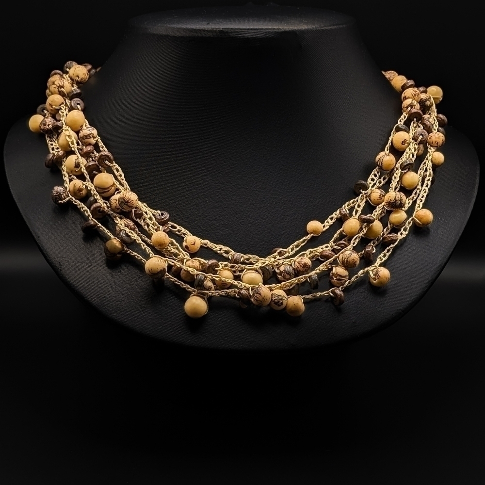 NATURAL Acai Seed Macrame Beaded Necklace